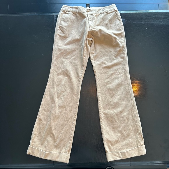 Retro Banana Republic Size 8 Cream Tan Pants Y2K 2005 Flared Wide Leg Long - Picture 4 of 7